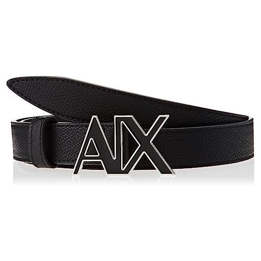 Armani Exchange fibbia con logo sostenibile cintura, nero, xs casual