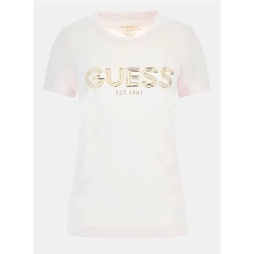Guess ss cn bold logo low key pink t-shirt m/m rosa scritta oro donna