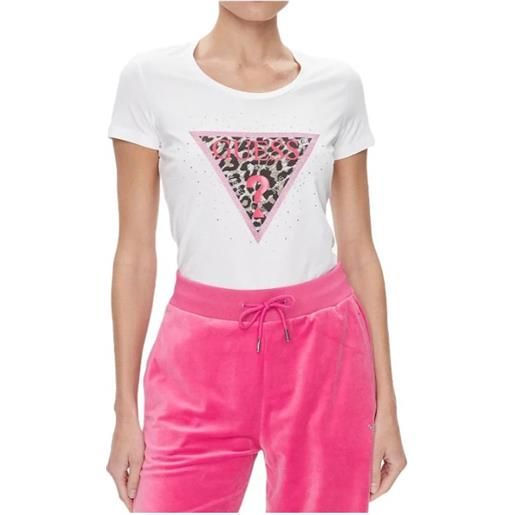 Guess ss rn spring triangle t-shirt m/m bianca triang animalier donna
