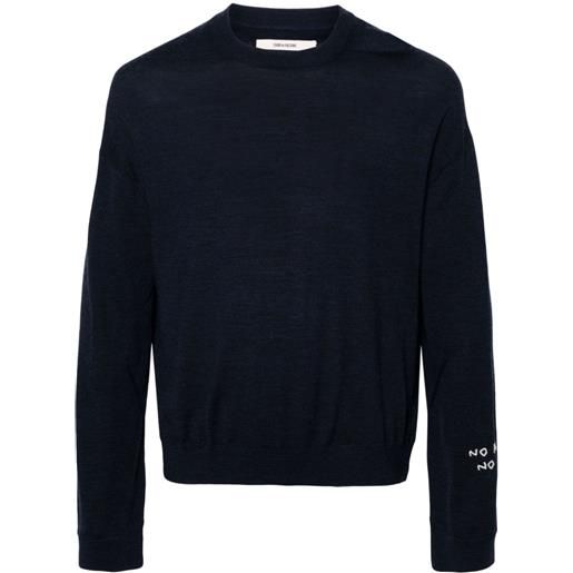 Zadig&Voltaire maglione marko con ricamo - blu
