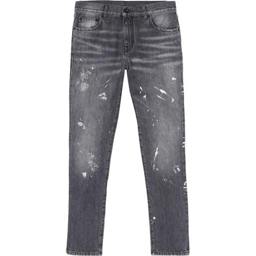 Off-White jeans con effetto vissuto - grigio