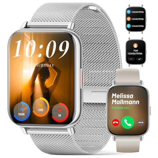 Verfupet smartwatch donna 2024 chiamata bluetooth e risposta vivavoce, 1.85 hd orologio smart watch fitness tracker con cardiofrequenzimetro, monitor del sonno, spo2, notifiche messaggi whatsapp per android ios