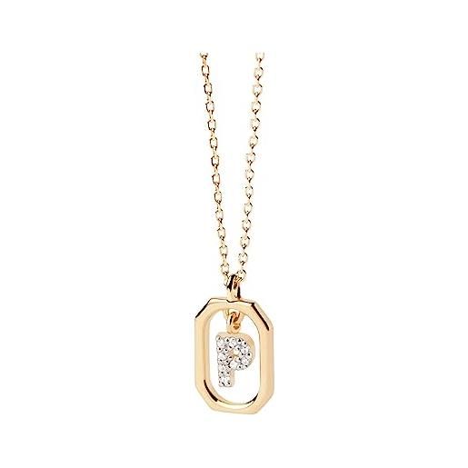 P D PAOLA mini letter p necklace - collana con nome a lettera, colore: oro, onesize, argento sterling, zirconia cubica
