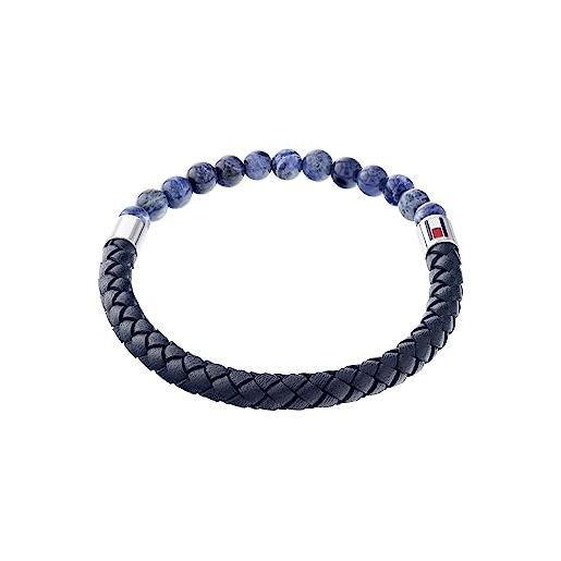 Tommy Hilfiger jewelry braccialetto da uomo in pelle blu navy - 2790475