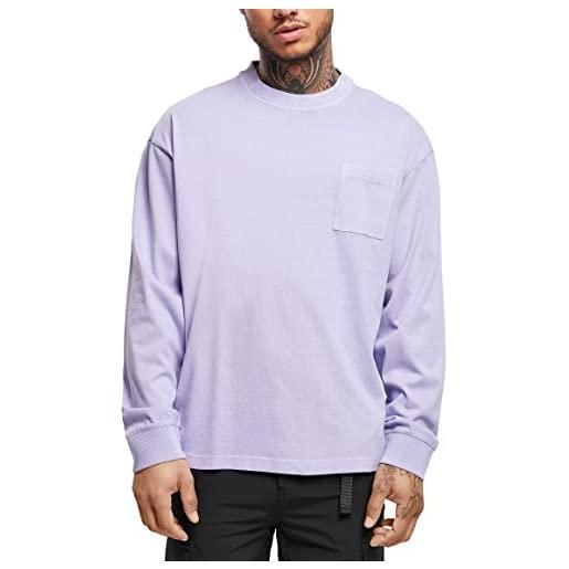 Urban Classics pigment dyed pocket longsleeve t-shirt, lavanda, xl uomo