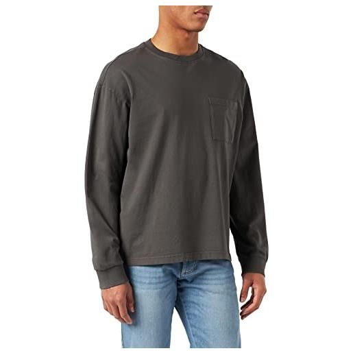 Urban Classics pigment dyed pocket longsleeve t-shirt, blackbird, l uomo