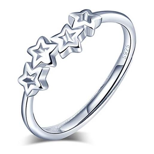 Yumilok anello da donna regolabile per anniversario con stella e stelle, anello di fiducia, in argento 925, per donne e ragazze