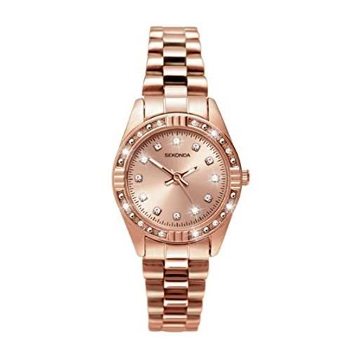 Sekonda - orologio da donna placcato oro rosa con pietre (taglia unica, oro rosa)