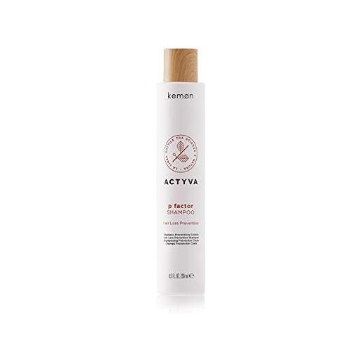 Kemon - actyva p factor shampoo, azione anticaduta capelli e seboregolatrice con uva rossa e olio di canapa - 250 ml