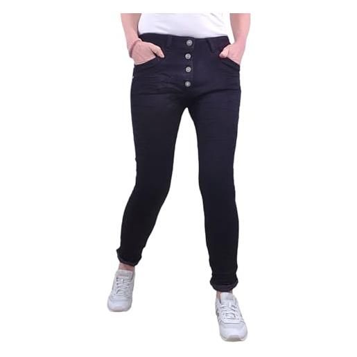 Karostar jeans elasticizzati da donna | pantaloni boyfriend con abbottonatura | mid rise 5 tasche, grigio antico. , xxl