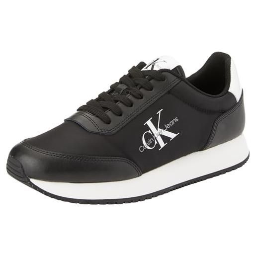 Calvin Klein Jeans sneakers donna runner low lace scarpe, nero (black/bright white), 39