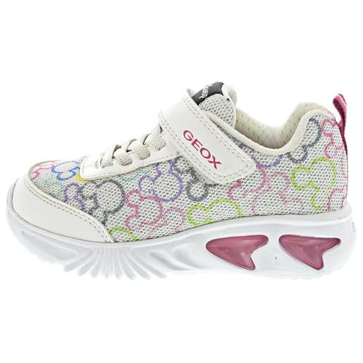 Geox j assister girl d sneaker, bianco/multicolore, 33 eu, bianco/multicolore, 33 eu