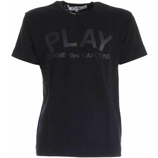 Comme Des Garcons t-shirt nera con stampa logo nera