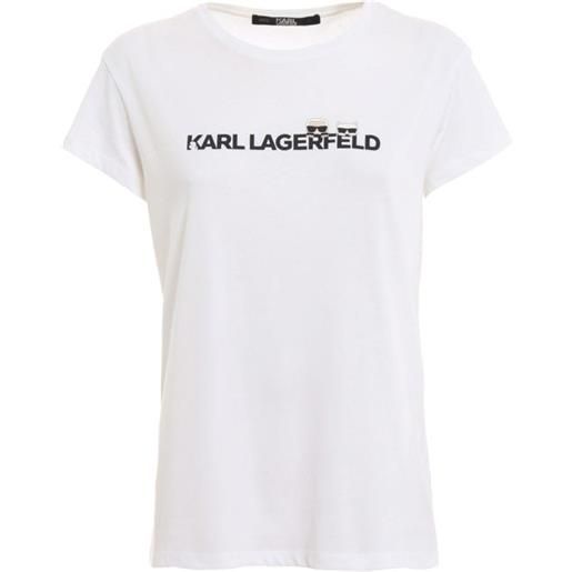 Karl Lagerfeld t-shirt ikonik in cotone bianco