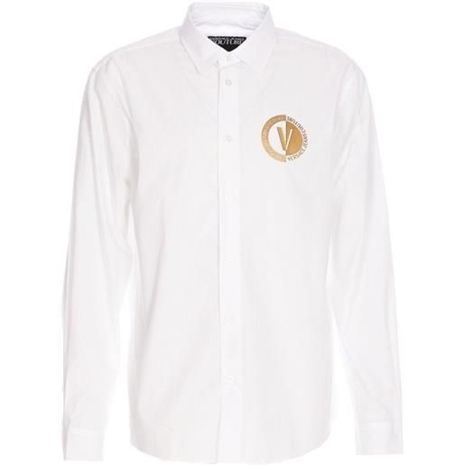 Versace Jeans Couture camicia con logo patch e bottone sui polsini