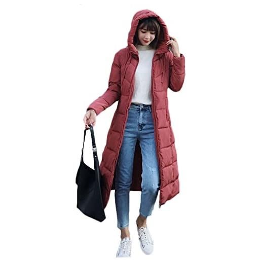 DAIHAN cappotto invernale da donna piumino giacca invernale lungo trench giubbotto antivento giacca imbottita maniche lungo giacca trapuntata caldo outwear, rosso2,5xl