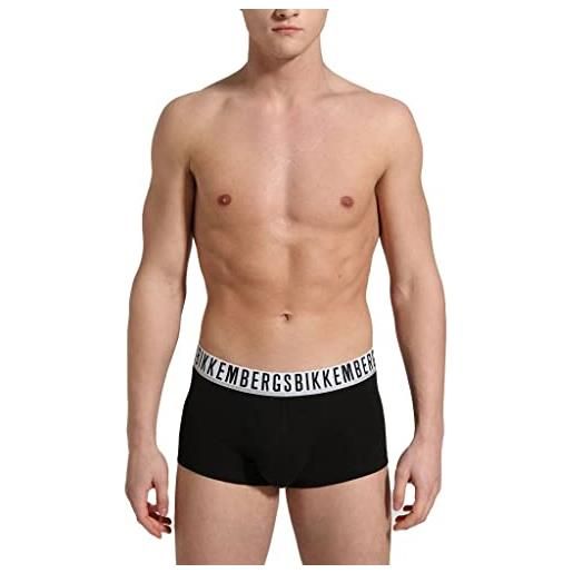 Bikkembergs boxer uomo confezione 2 boxer cotone elesticizzato elastico a vista underwear articolo bkk1utr01bi bi pack trunk (m - eu m - us s - fr 3, black)