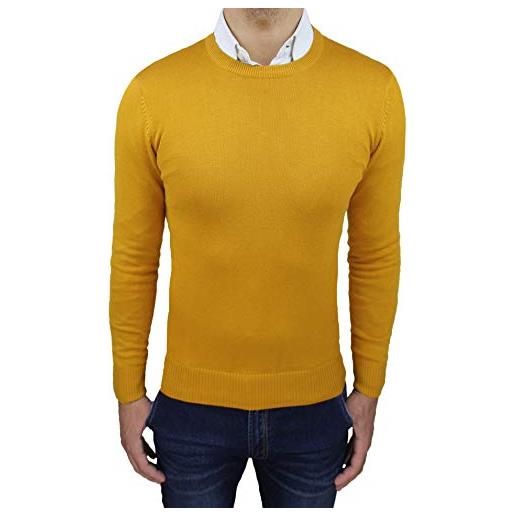 Mat Sartoriale maglioncino pullover uomo giallo senape invernale girocollo maglione golf casual (m)