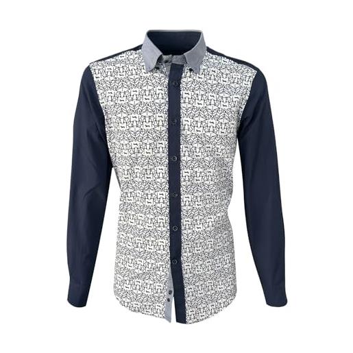 Harmont & Blaine camicia manica lunga con patch e lettering a contrasto crk937011759m blu xl