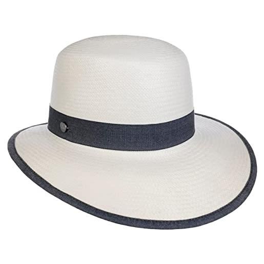 LIERYS cappello a sporta white panama denim donna - made in ecuador paglia da sole con visiera primavera/estate - s (55-56 cm) natura