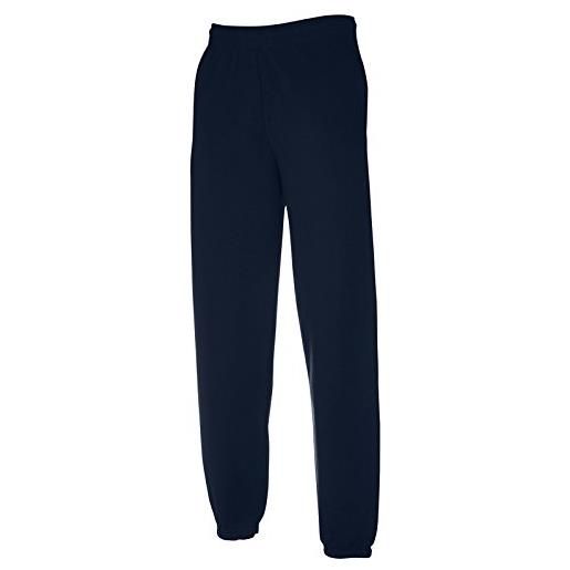 CHEMAGLIETTE! pantalone tuta da ginnastica cotone fruit of the loom pantaloni felpati uomo con fondo stretto elastico sulla caviglia, colore: blu navy, taglia: xxl