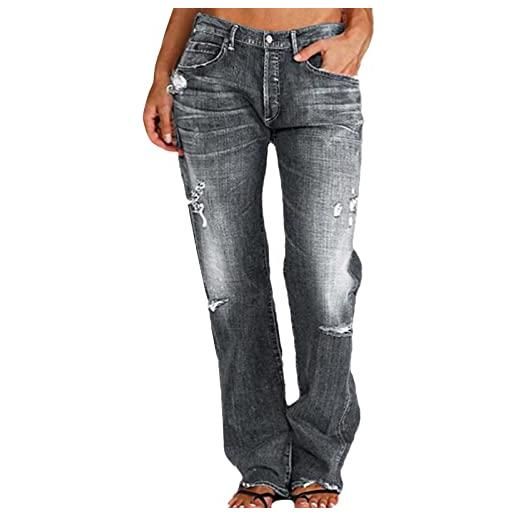 Générique 2024 ai - jeans con gamba dritta da donna jeans a vita bassa con orlo strappato da donna pantaloni da sci blu rossignol, bu1, 4xl