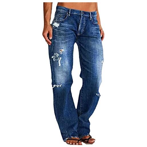Générique 2024 ai - jeans con gamba dritta da donna jeans a vita bassa con orlo strappato da donna pantaloni da sci blu rossignol, grigio, 4xl
