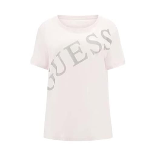 GUESS t-shirt logo strass girocollo manica corta regular rosa donna w3ri27ja914-a60w-xl