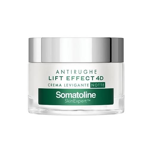 Somatoline SkinExpert, lift effect 4d crema viso levigante notte, trattamento viso donna anti-età, con acido ialuronico, 50ml