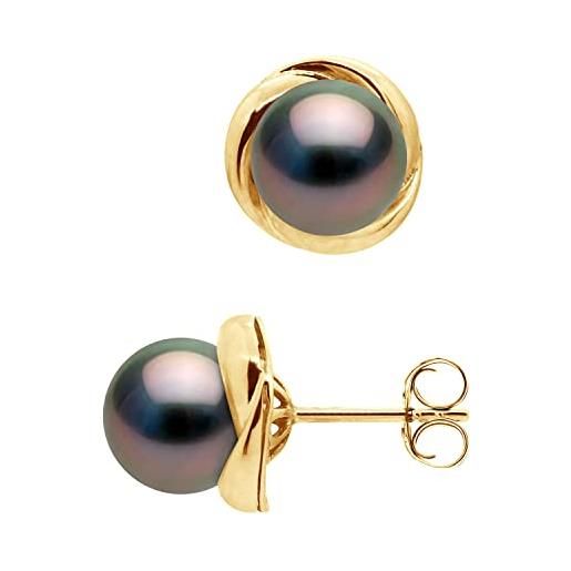 PEARLS & COLORS NATURAL FINE PEARLS pearls & colors - orecchini in oro di perle coltivate di tahiti rotonde da 7-8 mm - qualità a+ - gioielli da donna