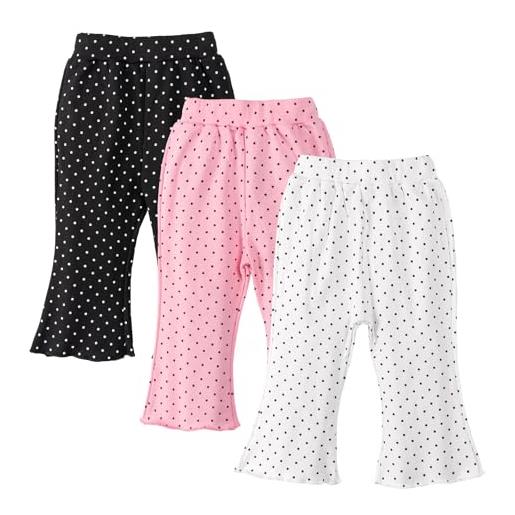 Miipat pantaloni per bambina pacco da 3 casual vita elastica bambine e ragazze pantaloni svasati rufflea costine 120 4-5 anni