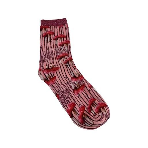 Generico il the delle 5 calzino donna fantasia socks 90% cotone 10% elastan (var 2 mushroom pink)
