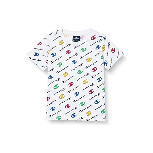 Champion legacy american classics-all-over s/s t-shirt, bianco, 5-6 anni bambini e ragazzi
