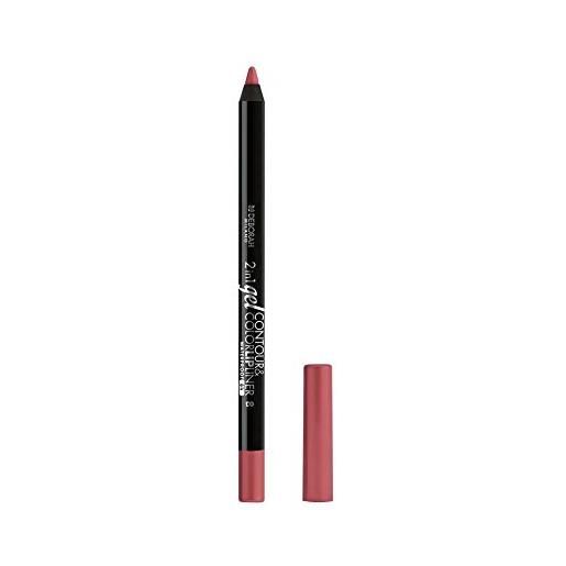 Deborah milano - matita labbra 2 in 1 gel contour&color, 03 dusty pink, finish ad alta pigmentazione e ultra-scorrevole, waterproof e a lunga durata, dona intensità e definizione, 1.3 gr