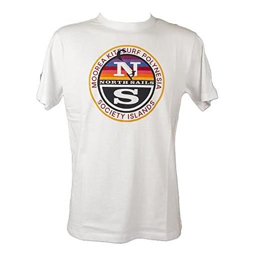 North sails s/s t-shirt w/graphic, white, xx-large uomo