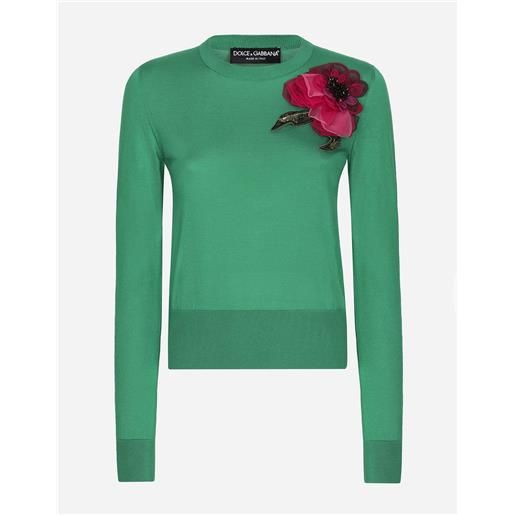 Dolce & Gabbana maglia in seta con applicazione fiore