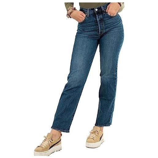 Levi's ribcage straight ankle, jeans donna, light indigo worn in, 28w / 27l