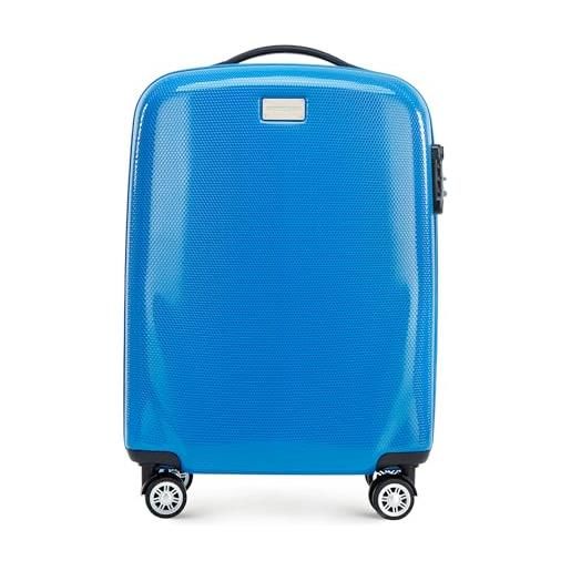 WITTCHEN pc ultra light bagaglio a mano piccola valigia trolley valigia da viaggio valigia da cabina in policarbonato quattro ruote doppie lucchetto tsa manico alluminio telescopico taglia s blu