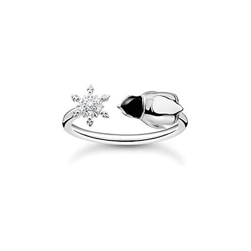 Thomas sabo anello da donna con fiocco di neve e pinguino, in argento sterling 925, con smalto freddo tr2416-041-7, 58, argento sterling, zirconia cubica