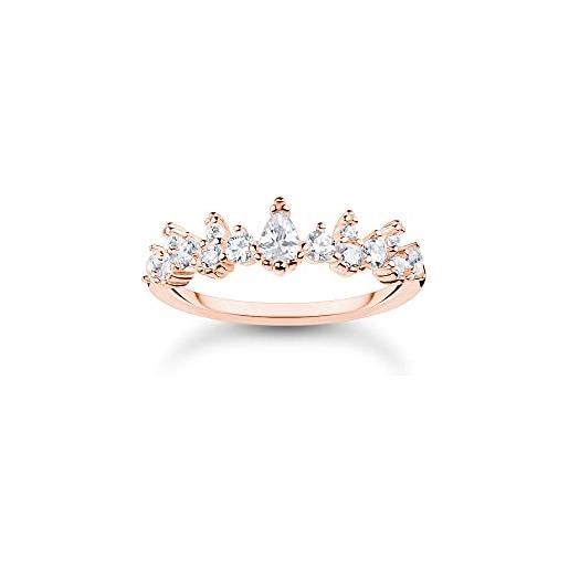 Thomas sabo anello da donna con cristalli di ghiaccio, in argento sterling 925, placcato oro rosa, 750, tr2415-416-14, 56, argento sterling, zirconia cubica