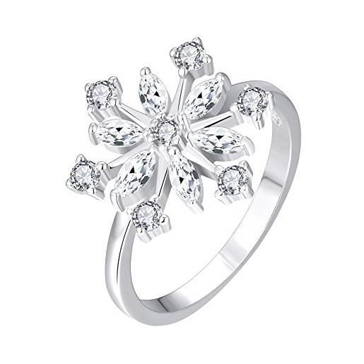 JO WISDOM anelli fiocco di neve argento 925 donna con aaa zirconia cubica, regalo di natale