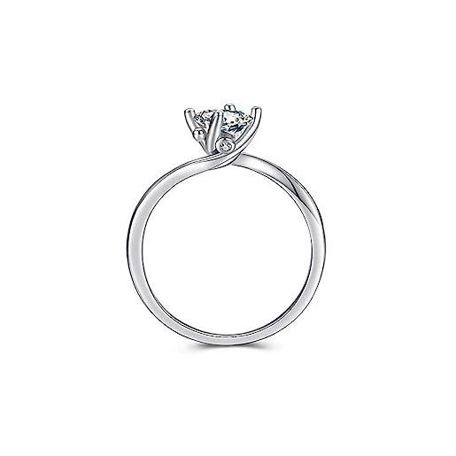 Bellitia Jewelry anelli diamante simulato cz anello solitario in argento 925, anello promessa banda zirconi donna fidanzamento fedine per donne ragazze, taglio rotondo