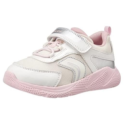 Geox b sprintye girl b, sneakers bambine e ragazze, bianco/rosa (white/pink), 26 eu