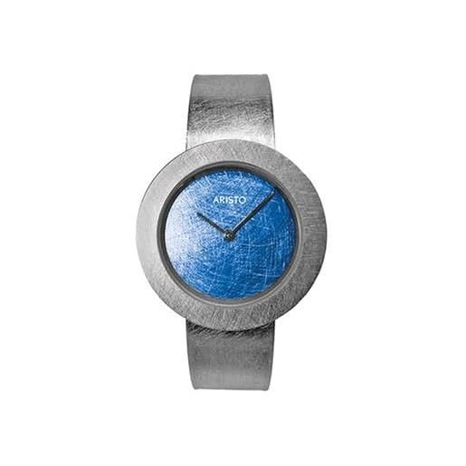 Aristo orologio da polso al quarzo in titanio, con quadrante frontale in vetro minerale, prodotto in germania, blu