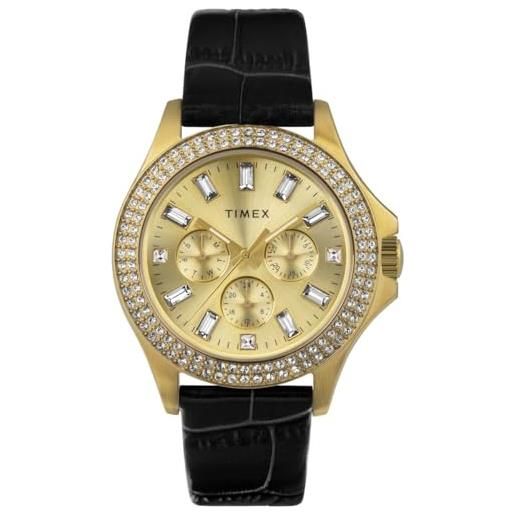 Timex orologio multi-quadrante al quarzo da donna con cinturino in pelle tw2w10900