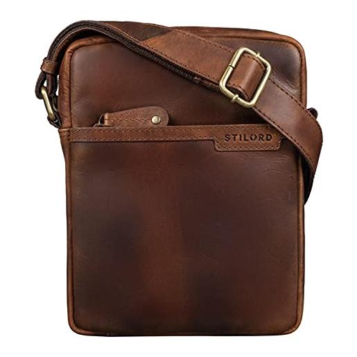 STILORD 'blake' borsetta uomo tracolla pelle borsa messenger piccola elegante borsello vintage borsa tracolla per tablet da 8 pollici cuoio, colore: mocca - marrone scuro