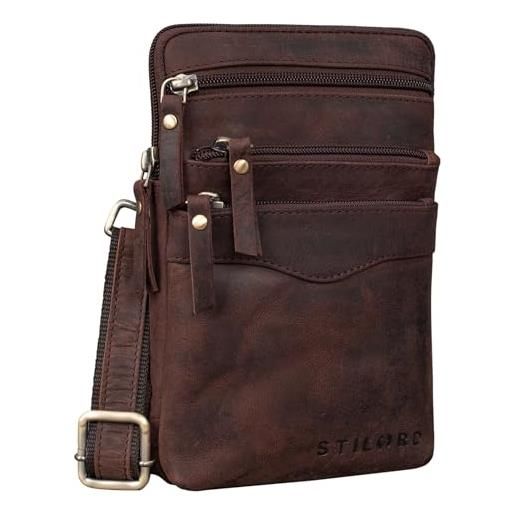 STILORD 'aria' chest bag in pelle piccola per donne e uomini fanny pack vintage borsa a tracolla smartphone 8 pollici tablet bag, colore: montero - marrone