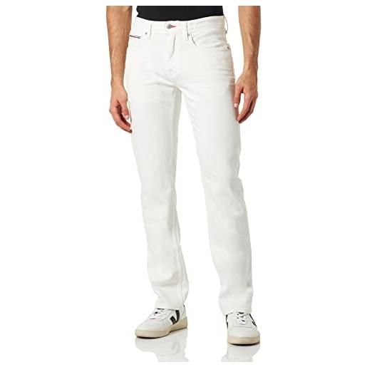 Tommy Hilfiger jeans uomo straight denton elasticizzati, bianco (gale white), 38w / 36l