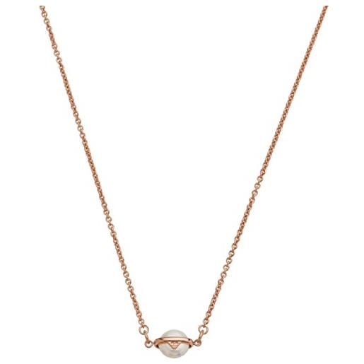 Emporio Armani collana per le donne, lunghezza totale: 35cm + 7cm catena regolabile dimensione perla: 9-10 mm collana in oro rosa e argento, eg3532221