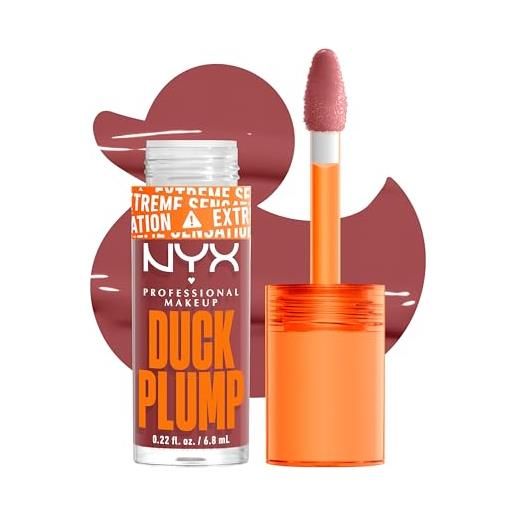 Nyx professional makeup gloss rimpolpante, altamente pigmentato, volume immediato e duraturo, arricchito con zenzero piccante, duck plump, tonalità: mauve out of my way, 6,8 ml